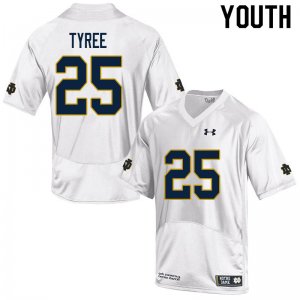 Notre Dame Fighting Irish Youth Chris Tyree #25 White Under Armour Authentic Stitched College NCAA Football Jersey LDQ2599DX